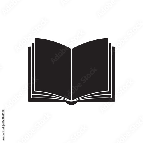 ebook icon, electronic education, online learning icon in black flat design on white background
