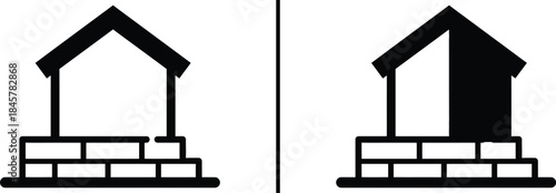 House Construction Icon. Home Building and Real Estate Development Symbol Vector