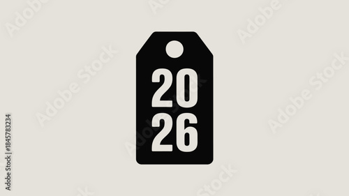 Modern price tag with 2026 year number