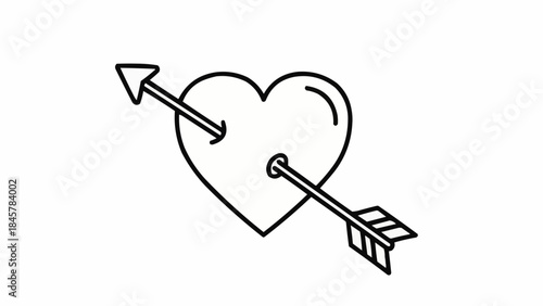 A simple yet evocative line drawing of a heart pierced by an arrow, symbolizing love and affection. The design is clean and minimal, emphasizing the core concept of romance