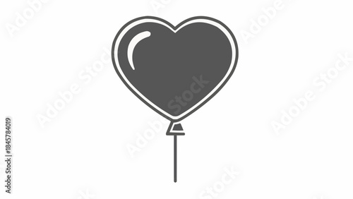 A grayscale heart-shaped balloon floating gracefully in the air. This minimalist design is perfect for conveying love and joy.