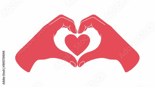 Hands forming a heart shape with a red heart in the center, expressing love and affection