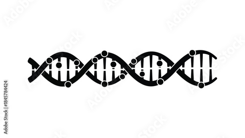 A black and white illustration depicting a double helix dna structure