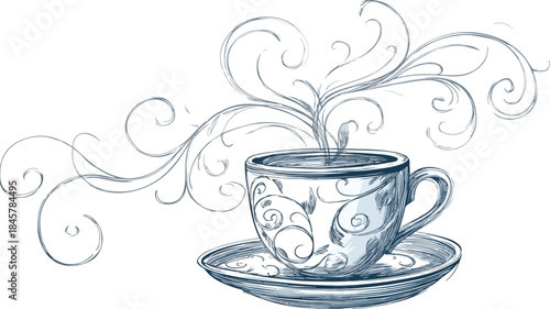 Charming Espresso Cup with Whimsical Steam Vector Illustration