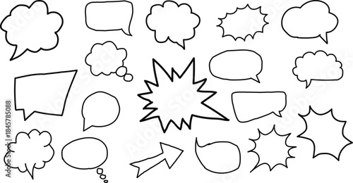 Collection of Hand Drawn Speech Bubbles and Thought Clouds