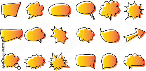 Hand Drawn Speech Bubbles with Yellow and Orange Gradient