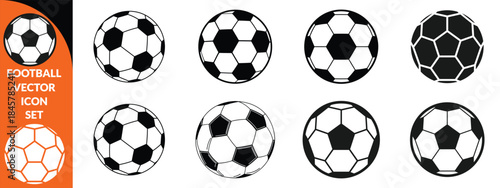 Football ball vector icon set. Soccer balls icons. soccer ball icons, football or soccer ball icon set in different styles, football simple black style, Football bis set design .