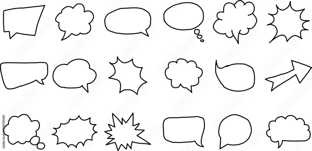 Fototapeta premium Collection of Hand Drawn Empty Speech Bubbles and Shapes