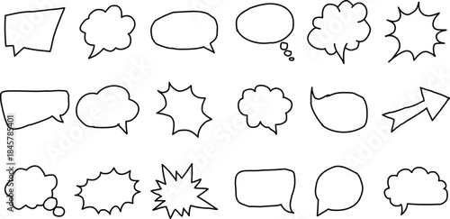 Collection of Hand Drawn Empty Speech Bubbles and Shapes