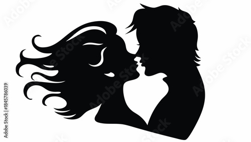 Romantic couple sharing tender kiss in intimate moment