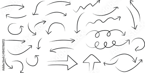 Collection Of Hand- Drawn Arrows In Various Styles