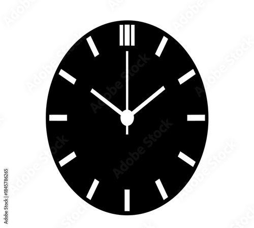 A minimalist depiction of a classic black wall clock showing the time around ten to two