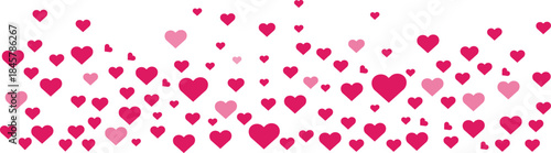 Horizontal Pattern of Pink and Red Hearts love romance