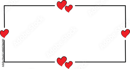 Rectangle Frame with Red Hearts Corners love