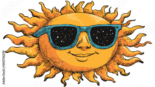 Whimsical Cartoon Sun with Sunglasses Vector Illustration