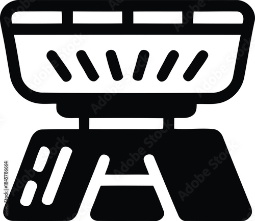 Simple black and white icon depicting a barbecue grill for outdoor cooking