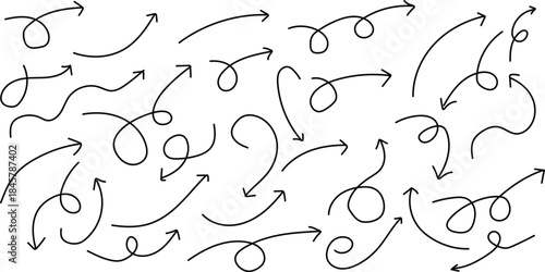 Collection of hand drawn black arrows on white background