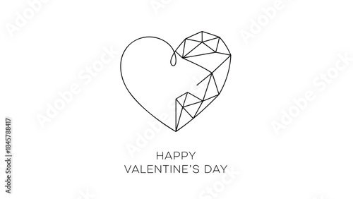 Broken heart shaped like a faceted gemstone on valentine's day