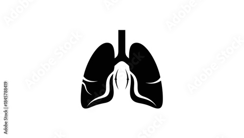Human lungs vector icon, respiratory system organ, health and medical symbol, isolated illustration.
