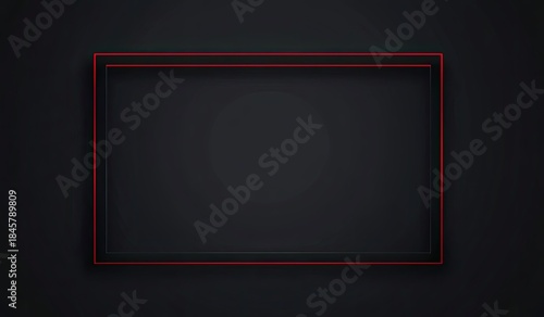 A thin glowing red rectangular border centered on a deep black background with subtle gradient shading