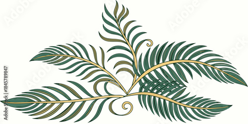 Decorative vector illustration of stylized tropical leaves, vector