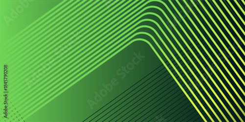 Green abstract background with glowing geometric lines. Modern gradient rounded square lines pattern. Futuristic concept. Suit for banner, brochure, cover, poster, website, flyer. Vector illustration