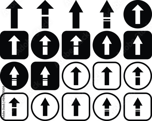 Upward direction arrow icons in square and circular shapes