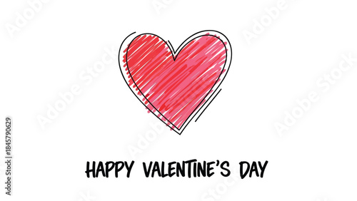 Wallpaper Mural Hand drawn red heart on white background says happy valentine's day Torontodigital.ca