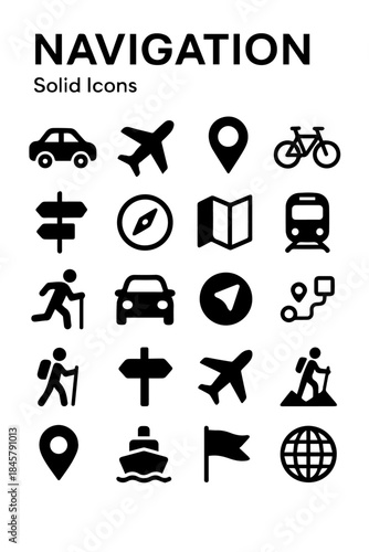 Navy Blue Navigation Icons Set