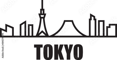 Tokyo japan city skyline with famous landmark tokyo tower mount fuji and modern buildings