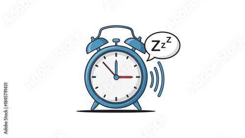 Vintage alarm clock ringing with sleep symbol and waves.