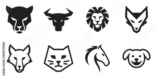 Collection of stylized animal head icons representing strength and diversity