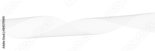 Abstract grey wave flowing across white backdrop. Dynamic sound wave design element for modern digital presentations. Vector illustration with smooth curves and energy.