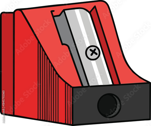 Red and Black Pencil Sharpener Illustration