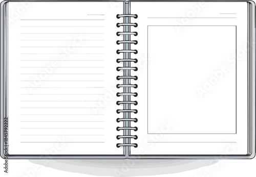 Open Spiral Notebook Illustration Blank Pages for Notes, Sketches, and Creative Ideas