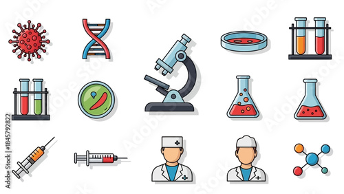 Medical Science and Research Icons Collection.