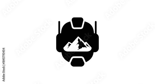 Virtual Reality Goggles Displaying Majestic Mountain Landscape.