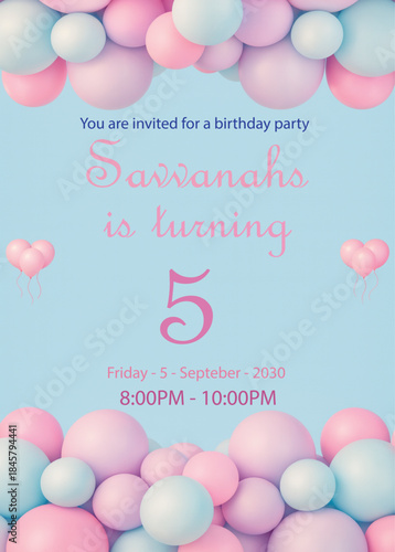 Boy Birthday Invitation Design with Fun Colorful Party Elements
