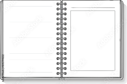 Open Spiral Notebook Illustration with Blank Pages for Notes and Creative Designs