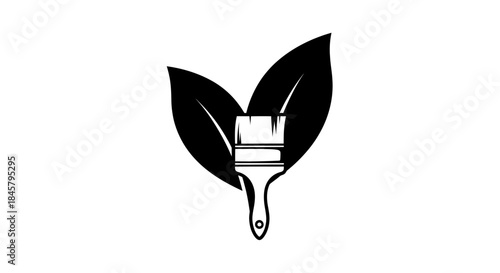 Eco friendly paint brush with leaves representing nature and sustainability.