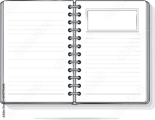 Open notebook with blank pages and spiral binding, ideal for notes, sketches, and reminders in creative projects