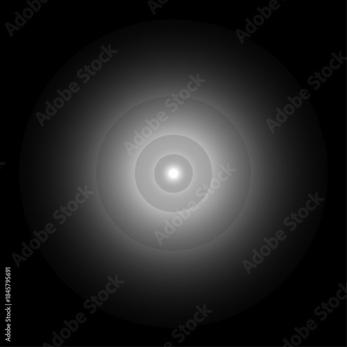 Abstract Concentric Radial White Light Gradient on a Dark Black Background - Modern Minimalist Design