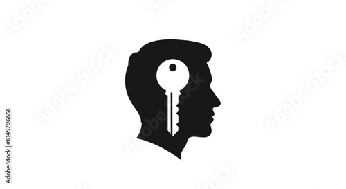 Key inside the human head symbolizes unlocking knowledge and ideas.