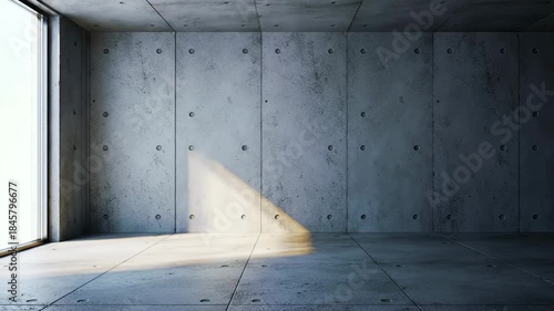 Sunlight Casts Shadow on Concrete Walls and Floor
