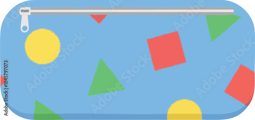 Colorful Geometric Pencil Case Illustration with Zipper