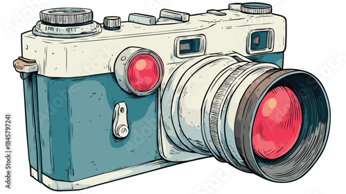 Cartoon Camera with Red Light Vector Illustration for Graphic Designs and Artworks