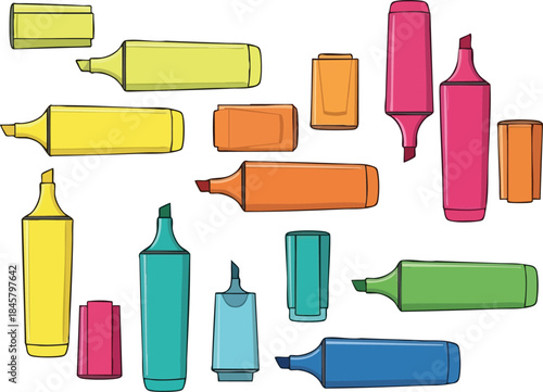 Vibrant Collection of Marker Pens Illustration, School Supplies