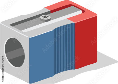 Vibrant Isometric Pencil Sharpener Illustration for Creative Projects