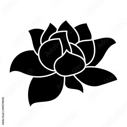 Black Flower Silhouette Vector Illustration. Ideal for logos, tattoos, stickers, laser cutting, vinyl printing, embroidery patterns, wall art and decorative graphic projects.