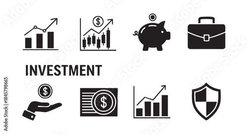 Investment concept with graphs and dollar coins showing financial growth